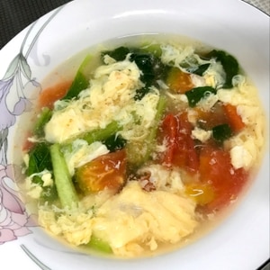 トマトとほうれん草の中華風スープ